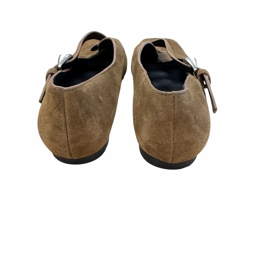 Vince Brown Cici Suede Luxury Women's Crisscross‎ Ballerina Flats